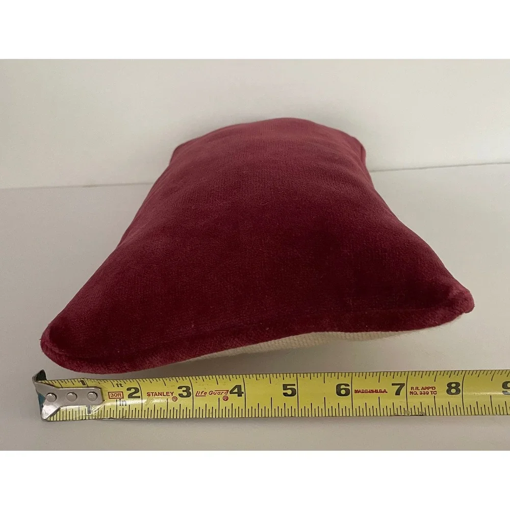 Vintage Handmade Pastel Floral Needlepoint Lumbar Pillow Burgundy Velvet Back